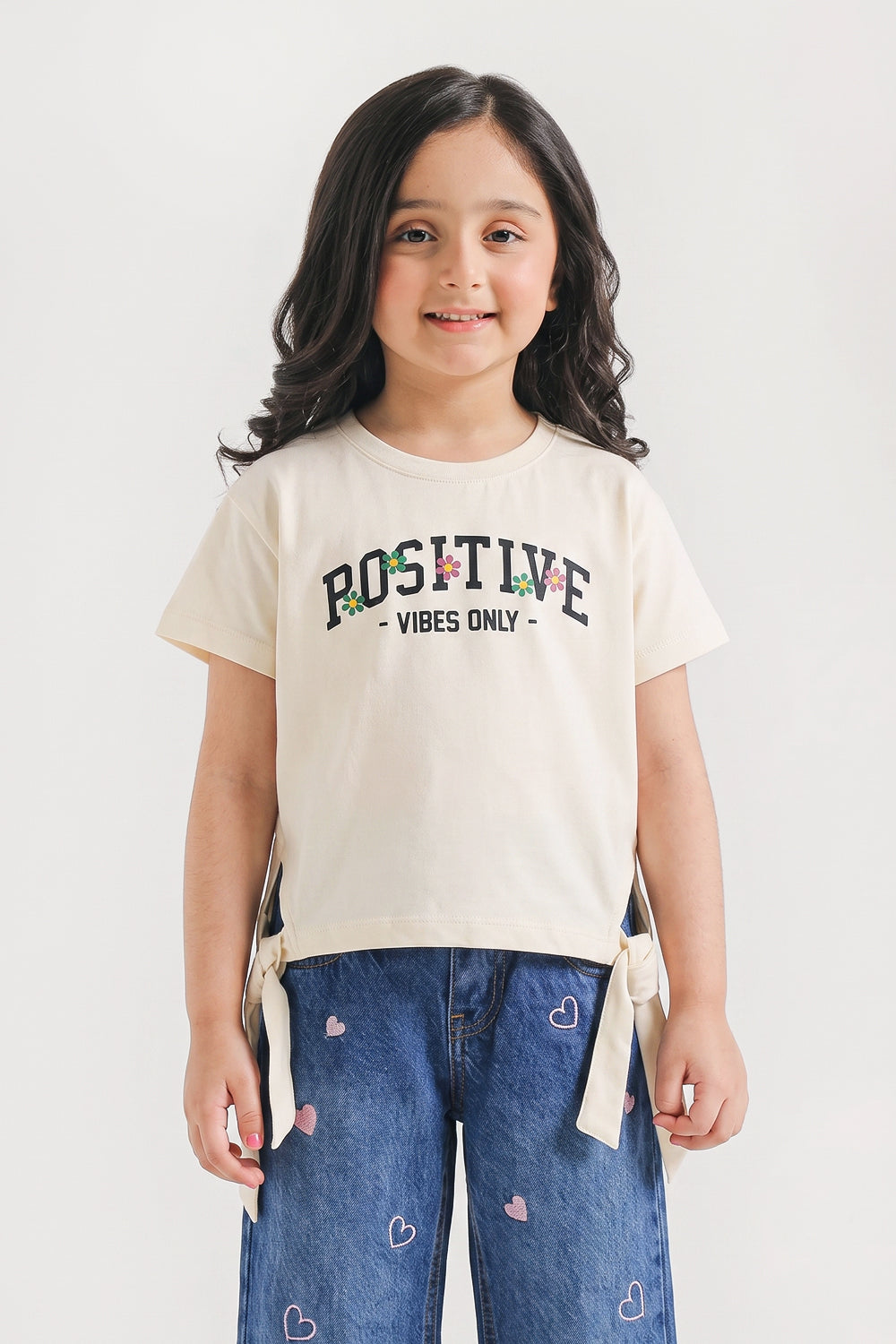 Girls’ Positive Vibes Side-Tie Tee