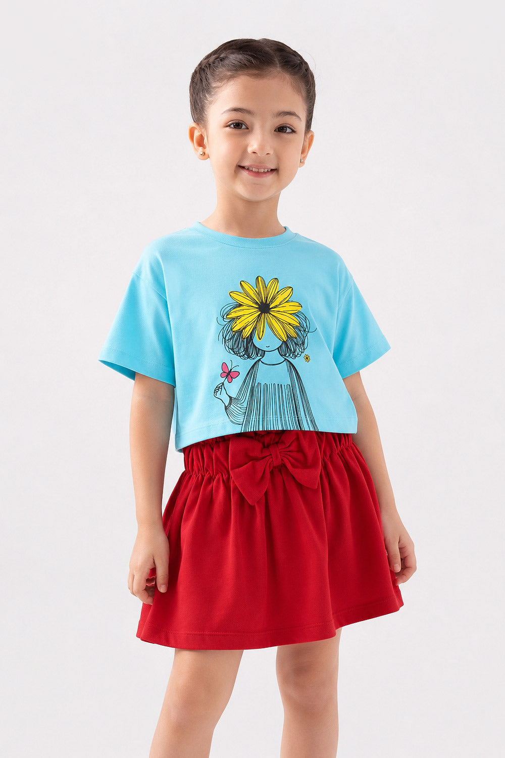 Girls' Red Paperbag Waist Skirt