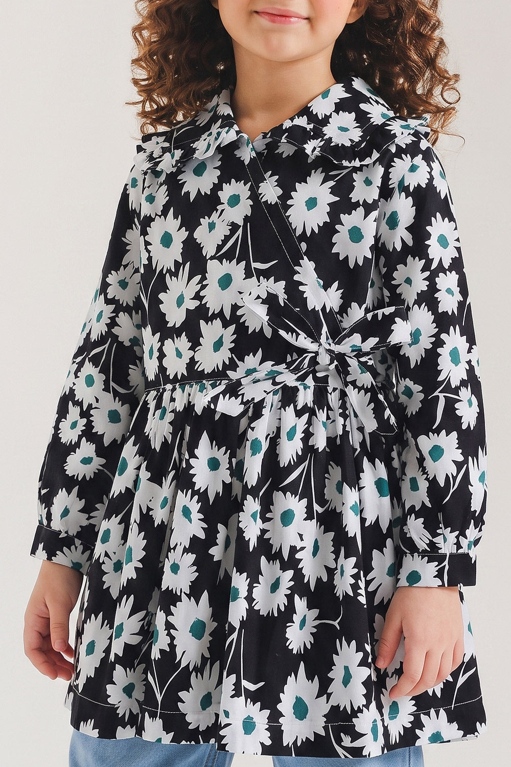 Girls' Floral Wrap-Style Frock