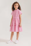 Girls' Pink Gingham Ruffled Dress