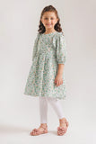 Girls' Green Floral Tiered Dress