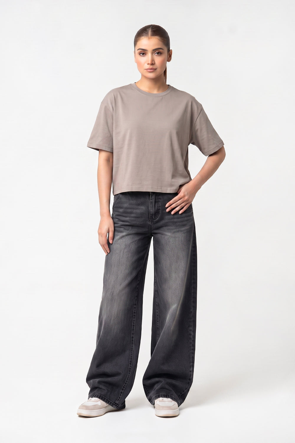 Women's Oversized Raw-Hem Crop Top