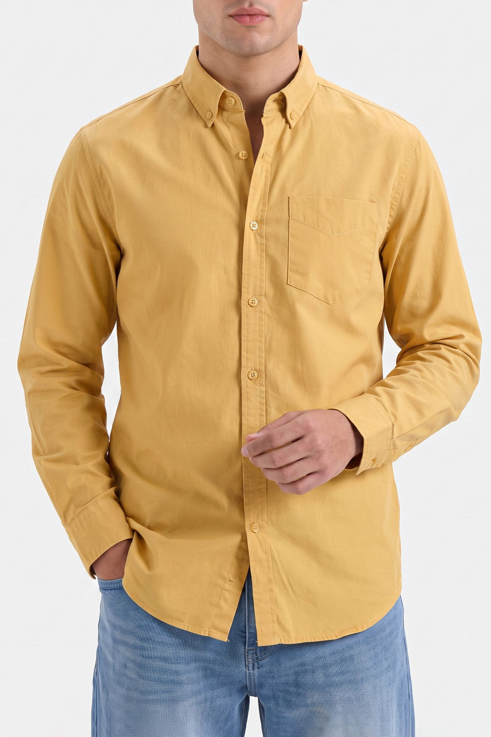 Men's Mustard Casual Shirt