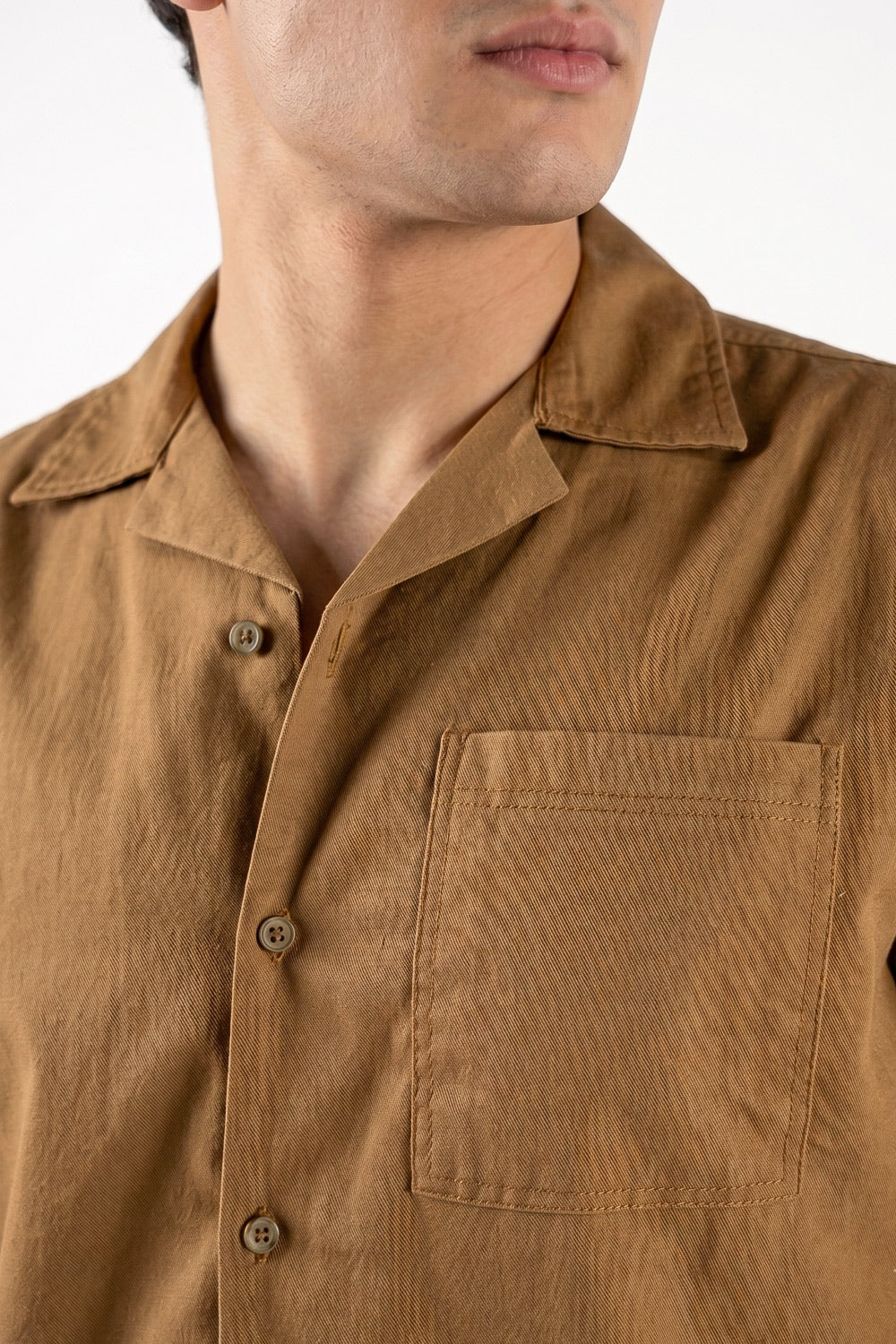 Men's Caramel Cuban Collar Shirt