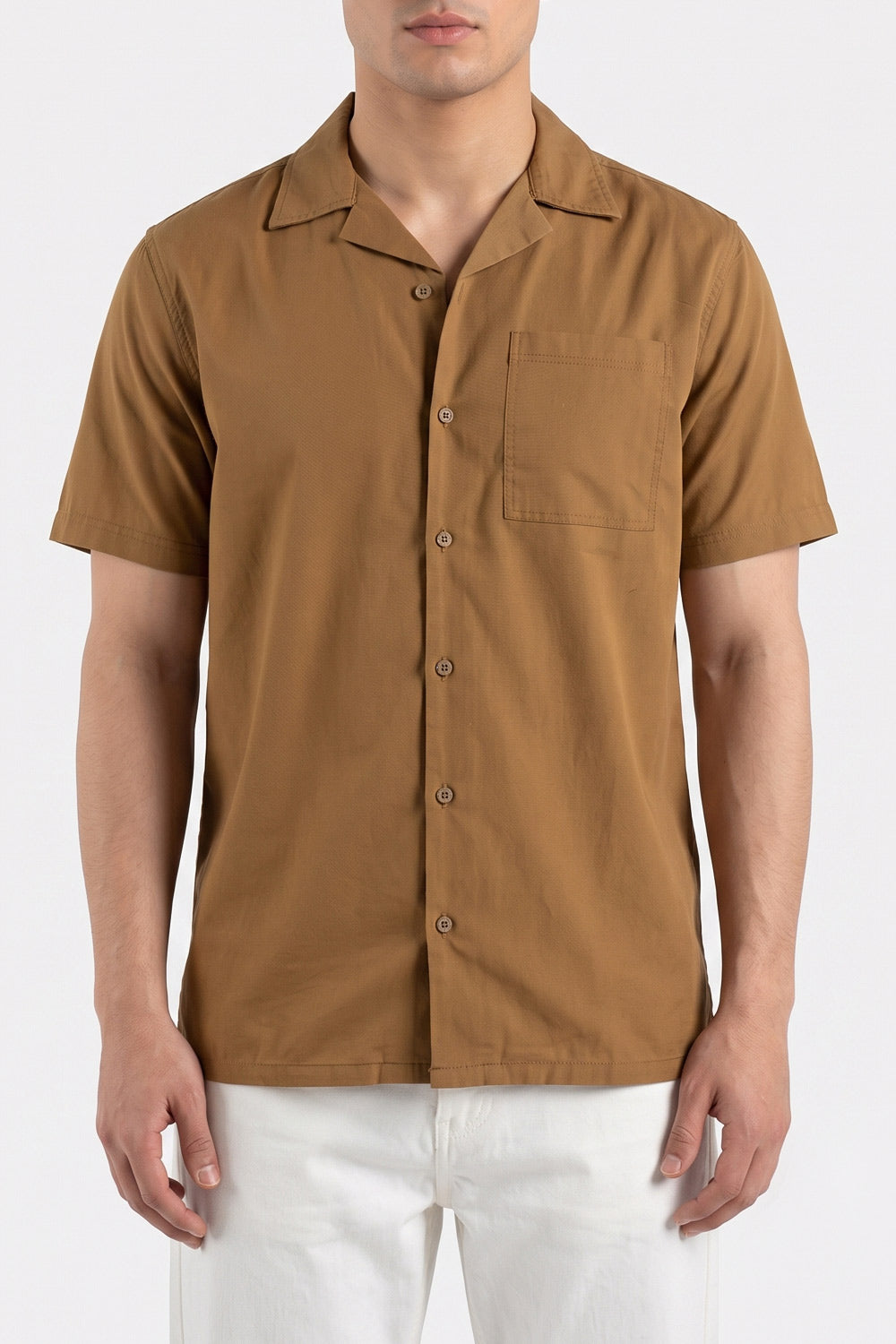 Men's Caramel Cuban Collar Shirt