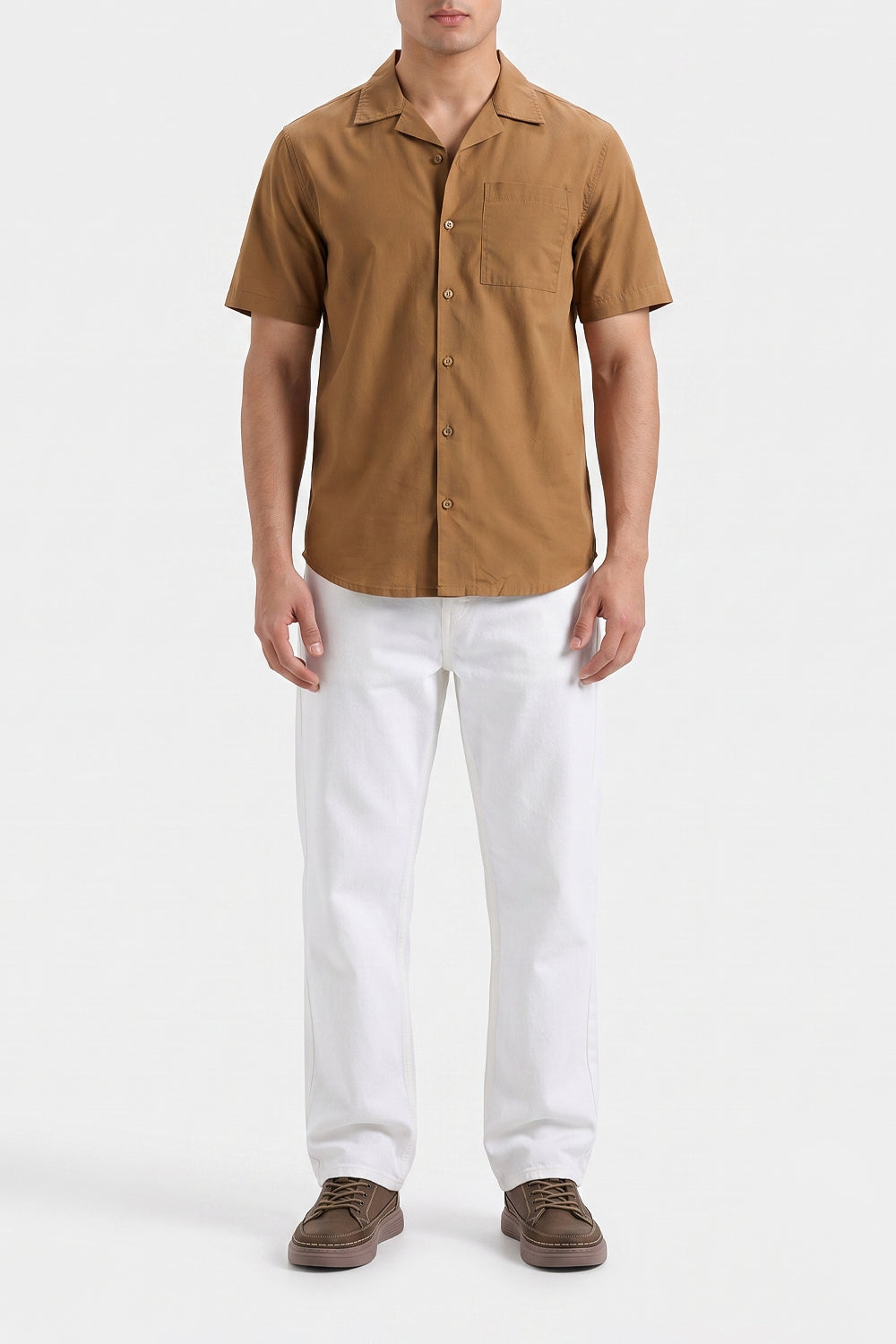 Men's Caramel Cuban Collar Shirt