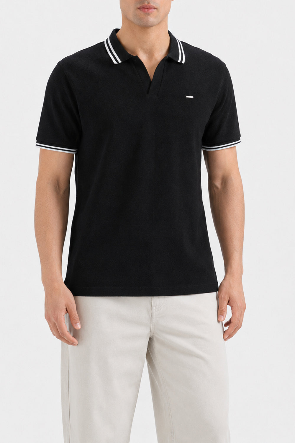 Men's Black jacquard Polo