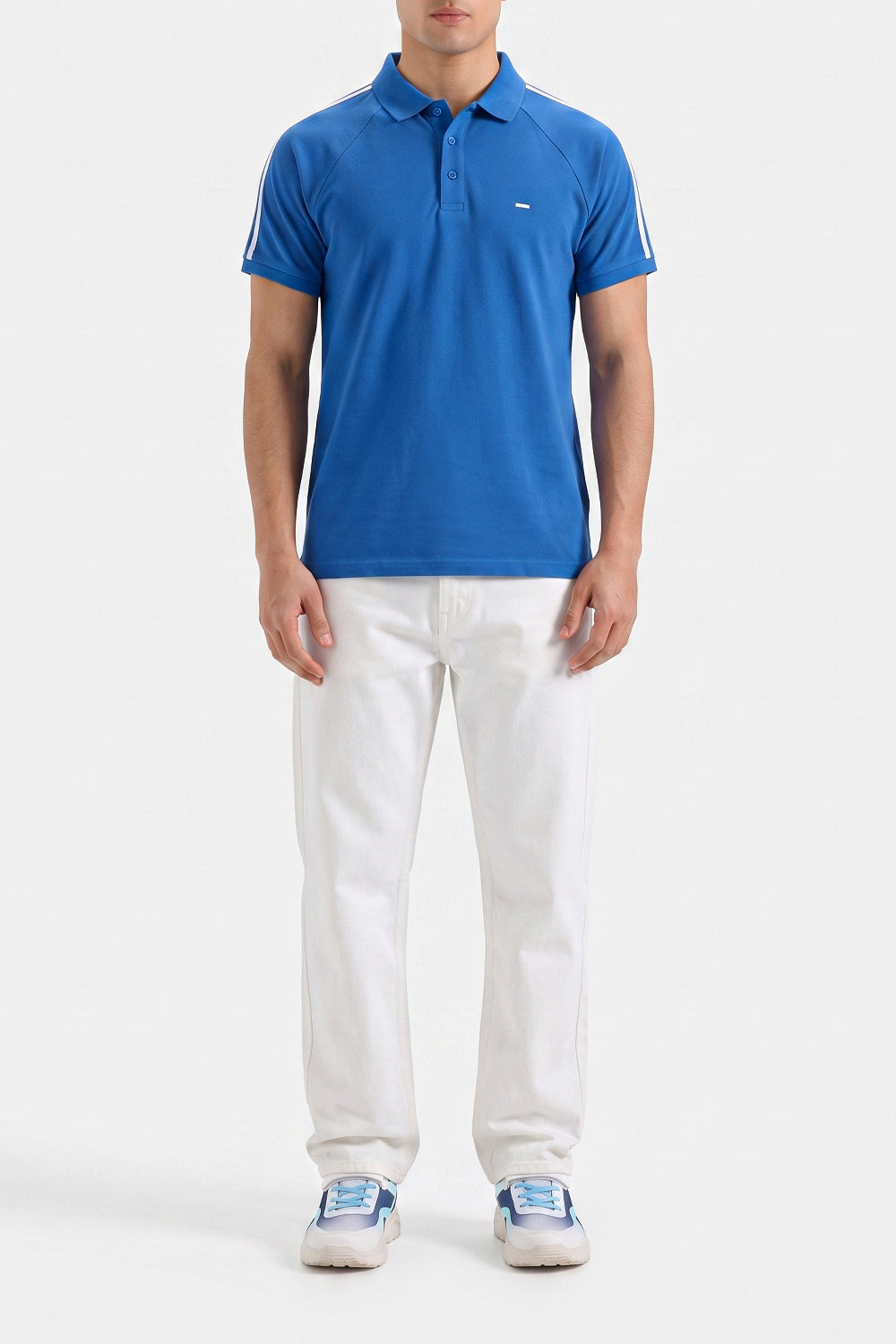Men's Azure Side-Stripe Polo