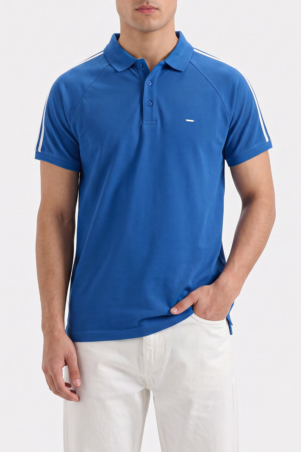 Men's Azure Side-Stripe Polo