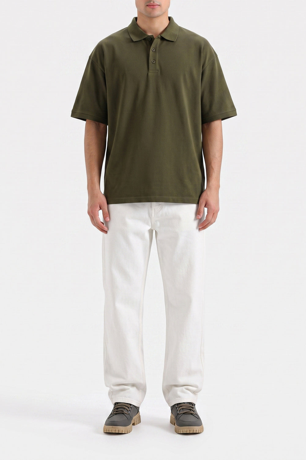 Men’s Olive Drop Shoulder Polo