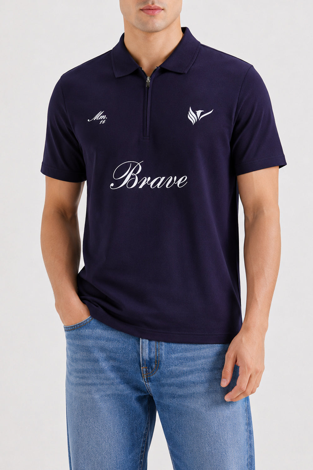 Men's Plum "Brave" Quarter-Zip Polo