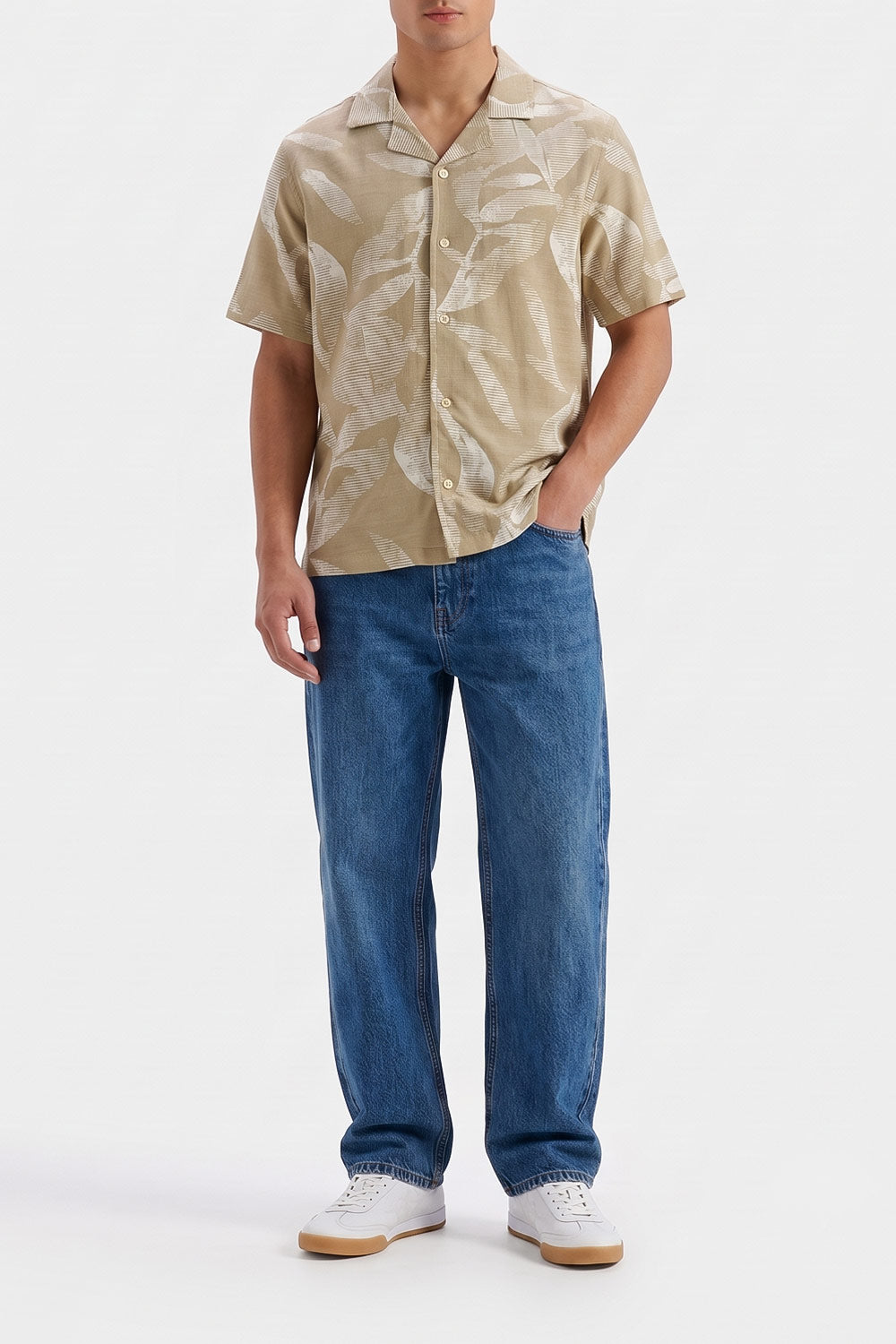 Men's Tropical Leaf Jersey Shirt
