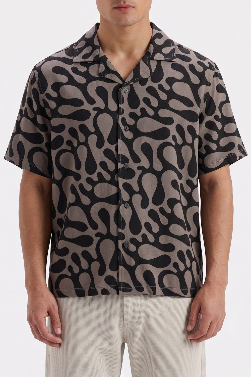 Men's Abstract Cuban Collar Shirt