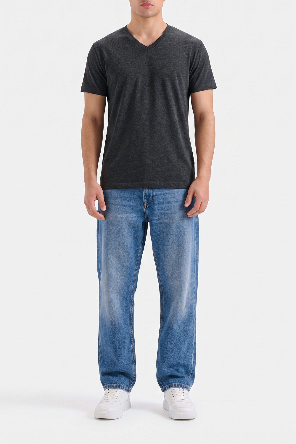 Men's Charcoal V-Neck Tee