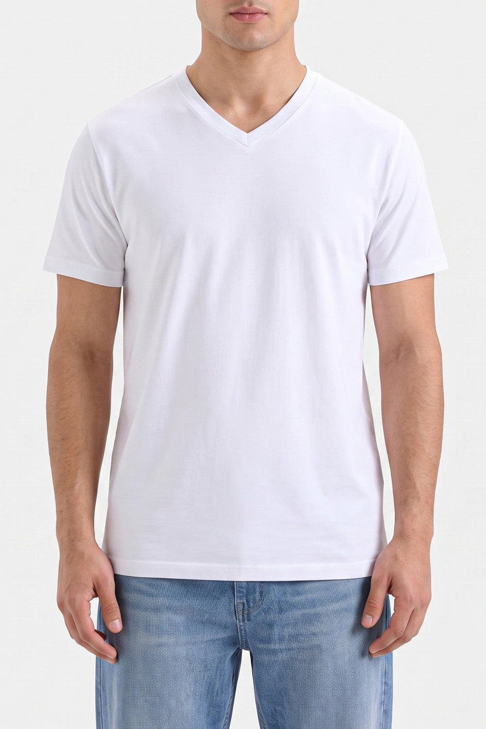 Men's White V-Neck Tee