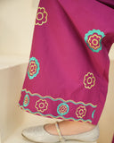 Girls' Purple Floral Embroidered Suit