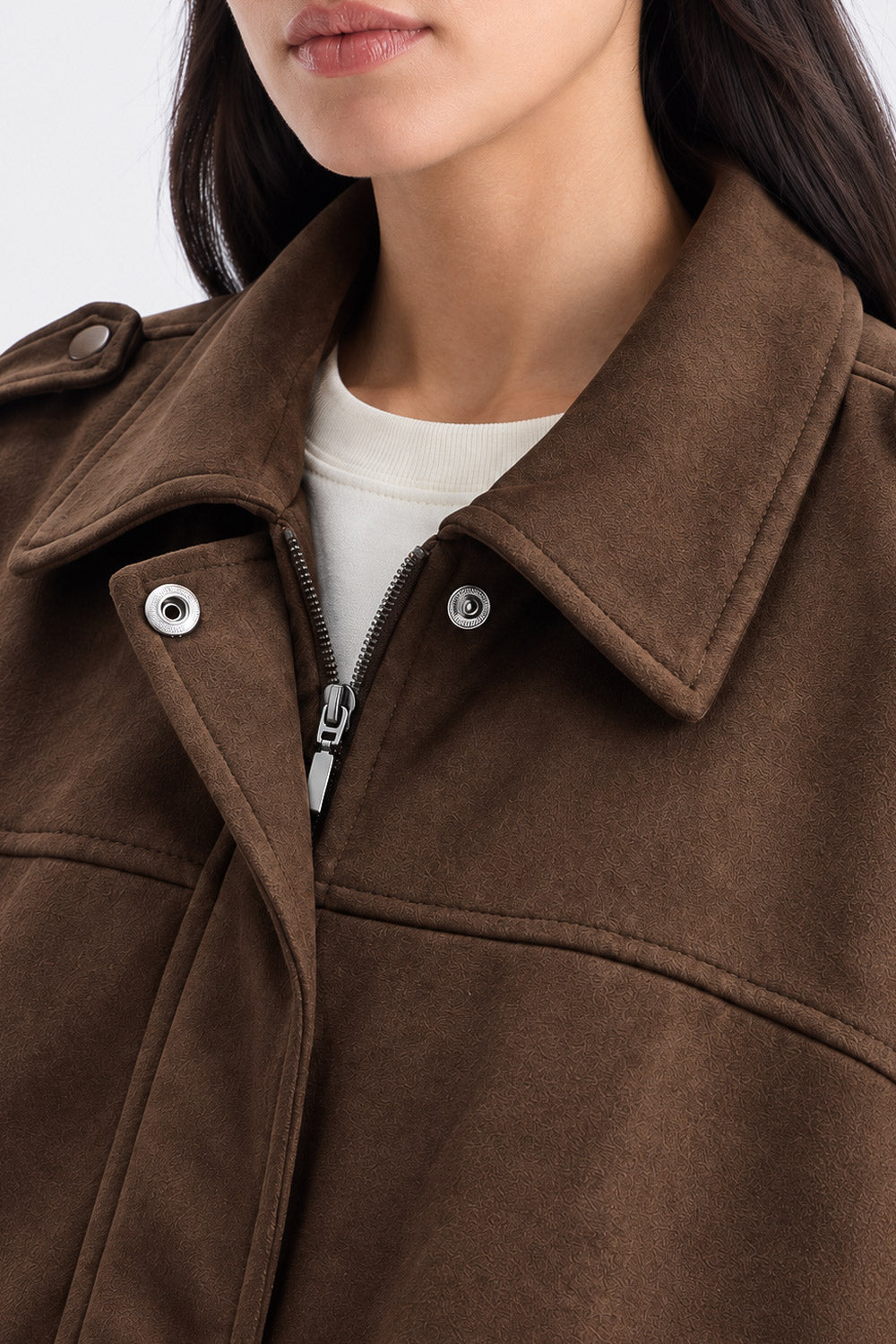 FAUX SUEDE  LEATHER JACKET