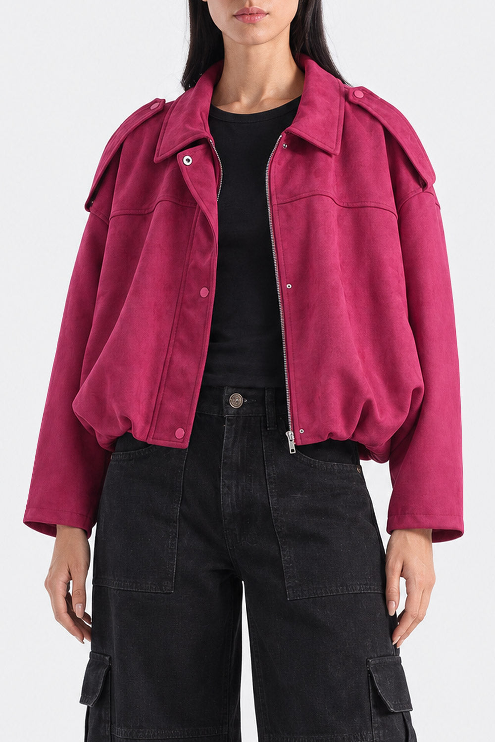 FAUX SUEDE  LEATHER JACKET