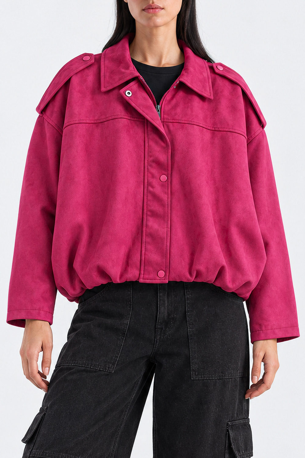 FAUX SUEDE  LEATHER JACKET
