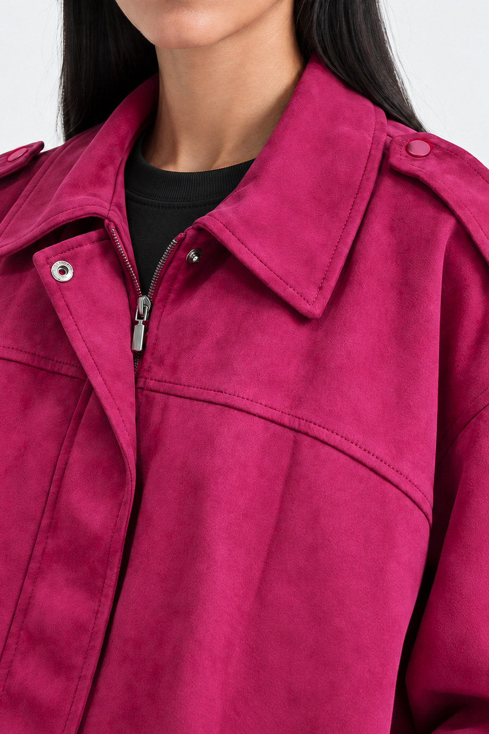 FAUX SUEDE  LEATHER JACKET