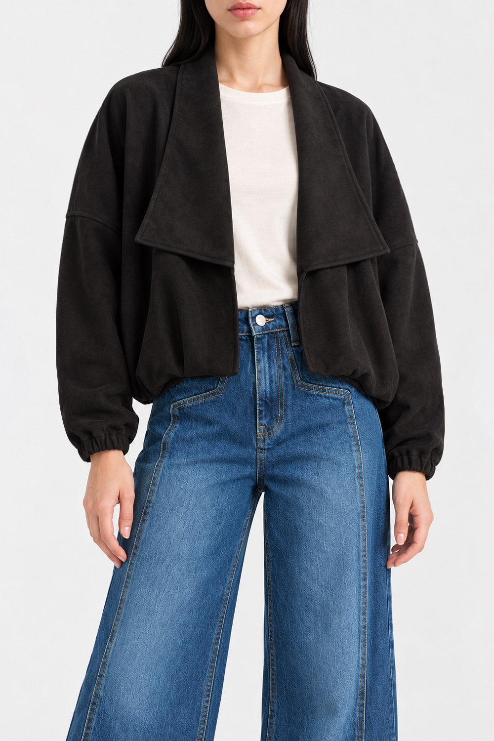 FAUX SUEDE  LEATHER JACKET