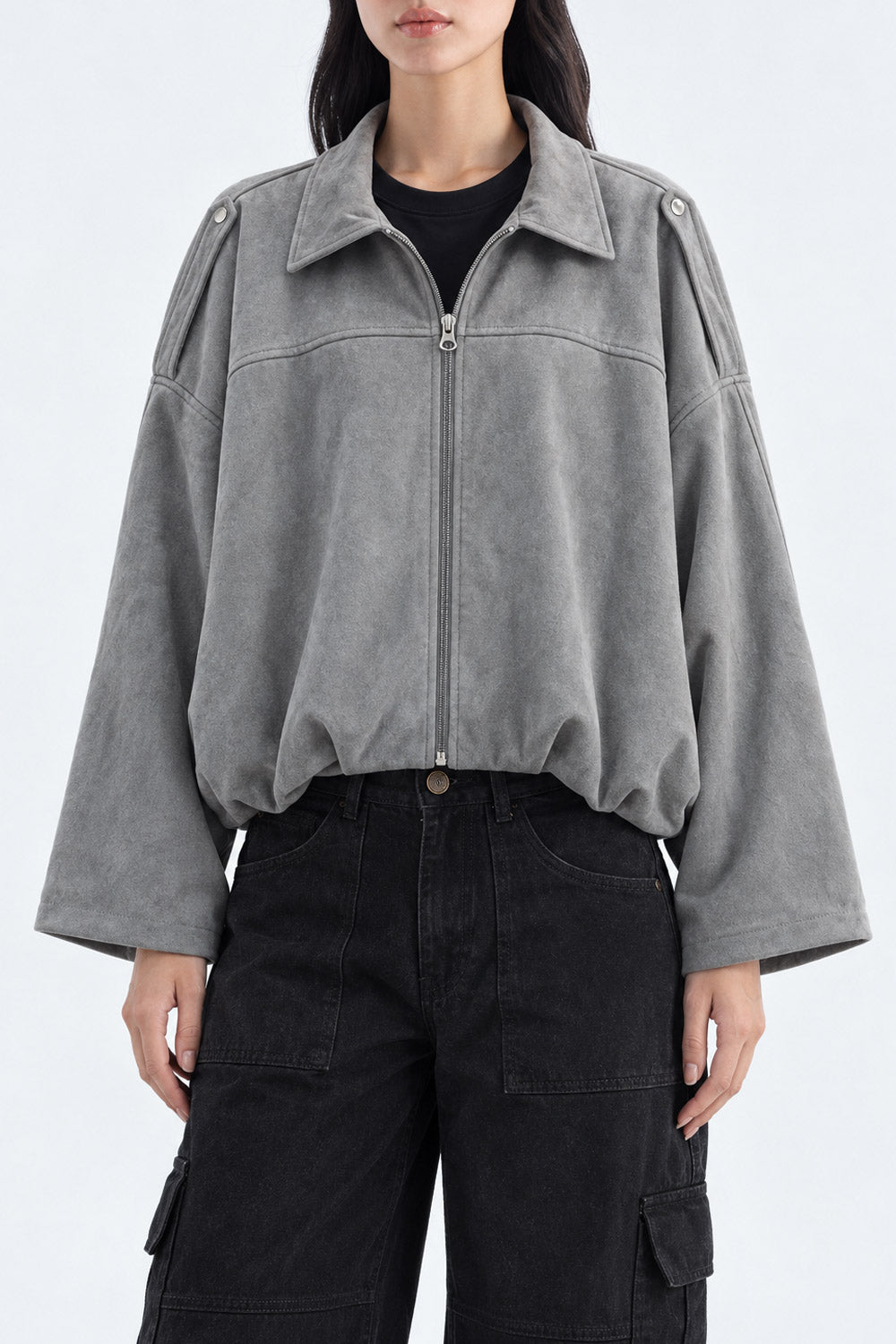SUEDE BUBBLE HEM JACKET