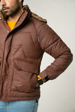 Brown Contrast Puffer Jacket