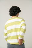 Green & White Striped Sweatshirt