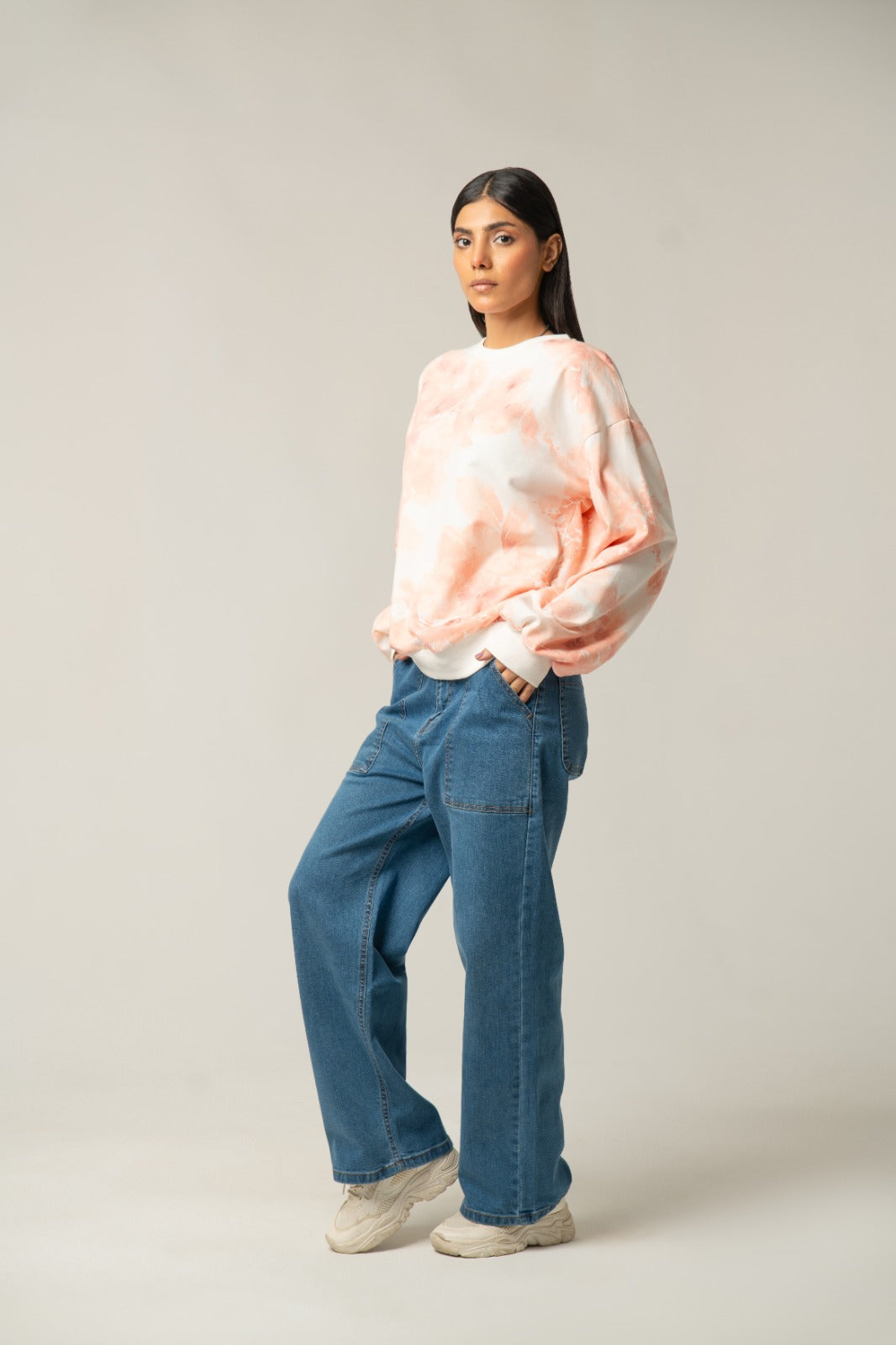 The Watercolor Floral Print Oversized Sweatshirt