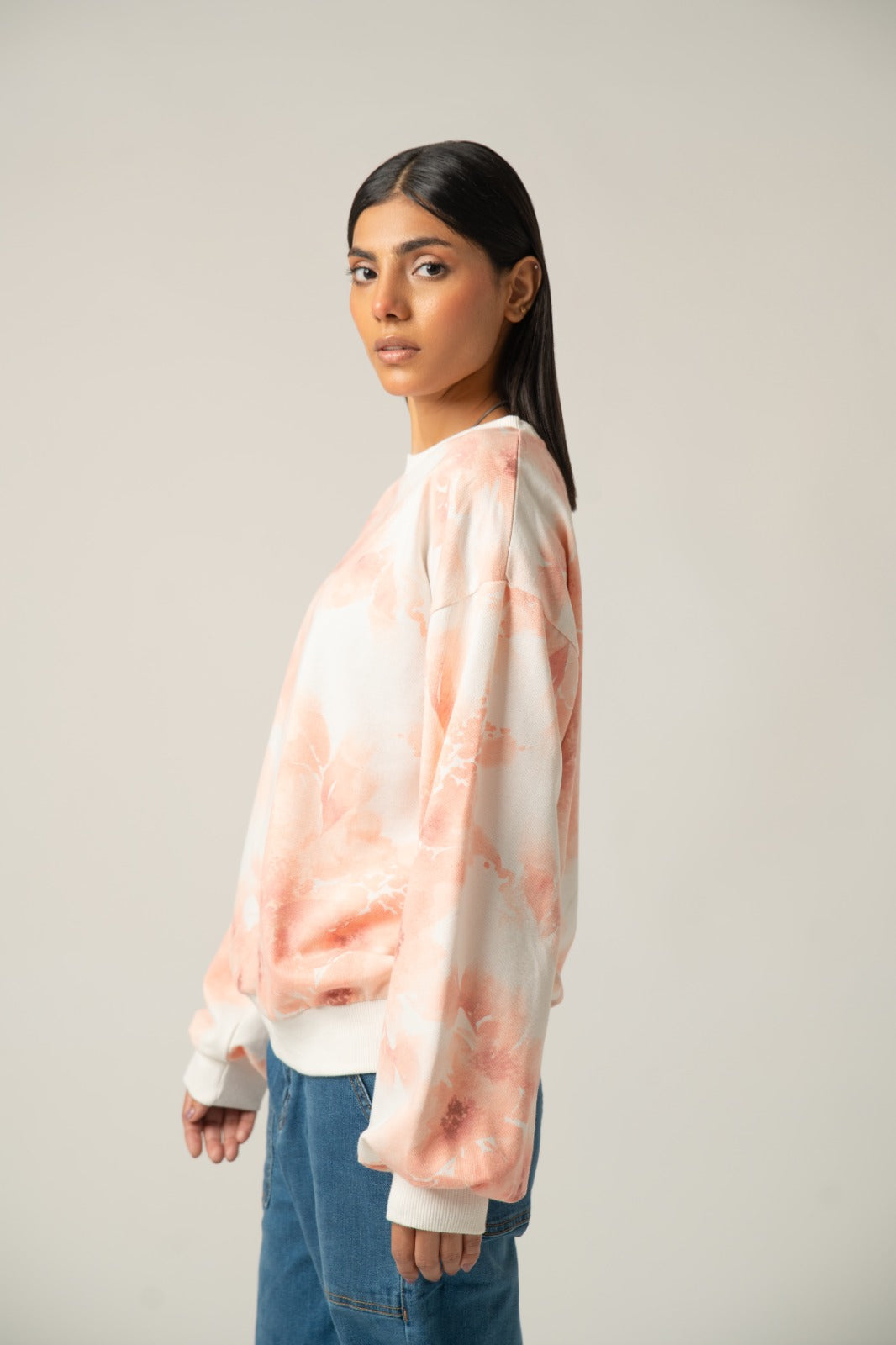 The Watercolor Floral Print Oversized Sweatshirt
