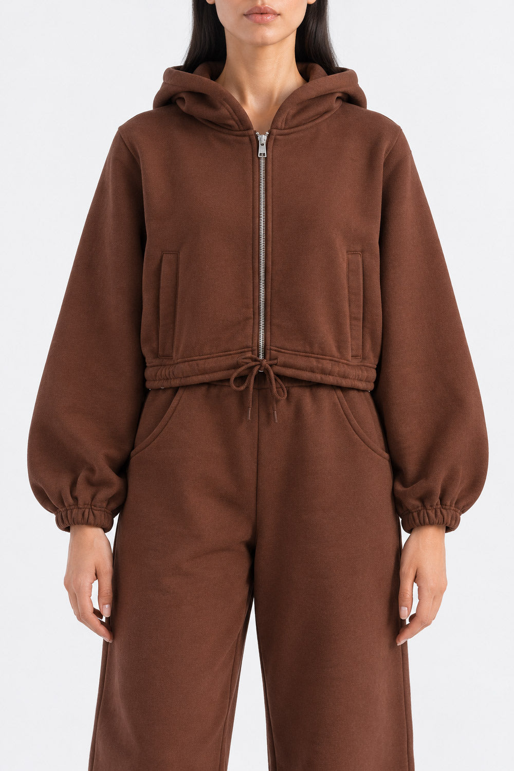 CROPPED ZIP UP HOODIE & TROUSER