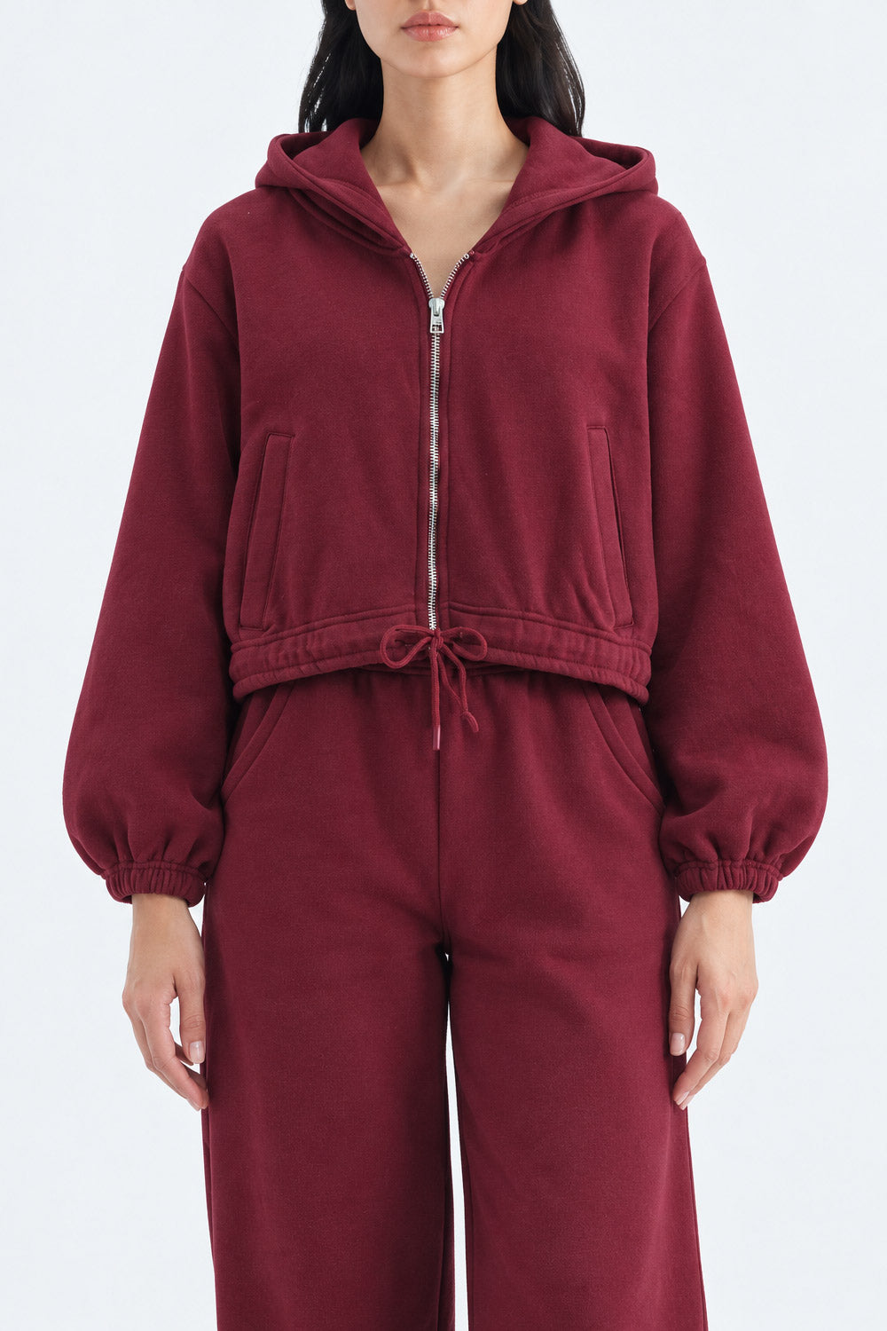 CROPPED ZIP UP HOODIE