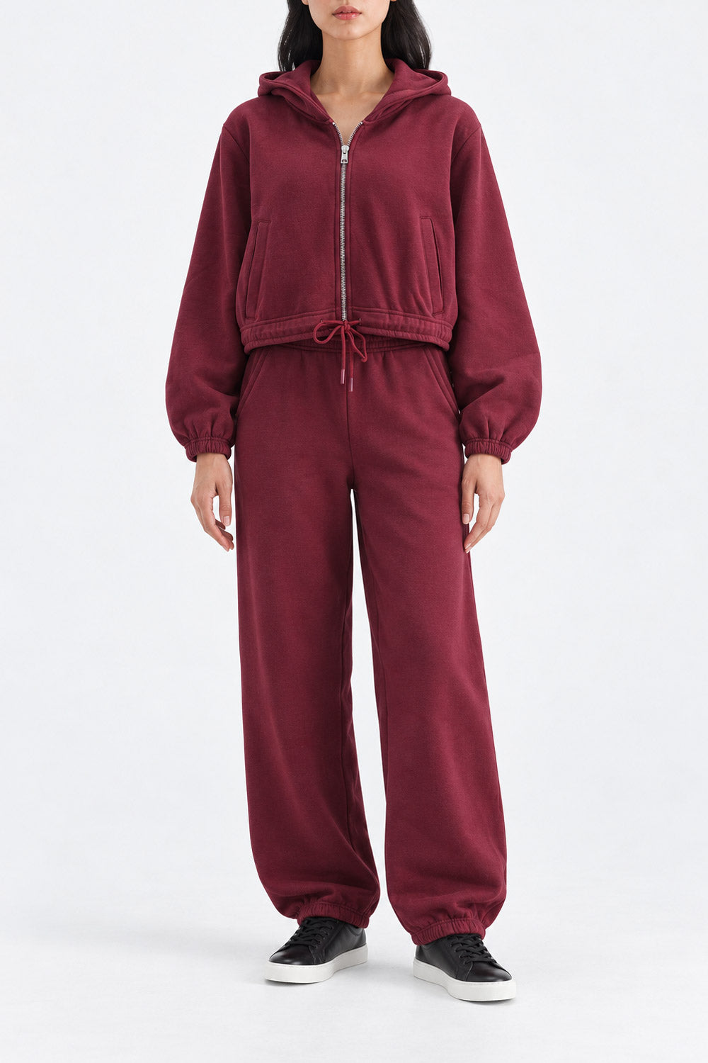 CROPPED ZIP UP HOODIE & TROUSER