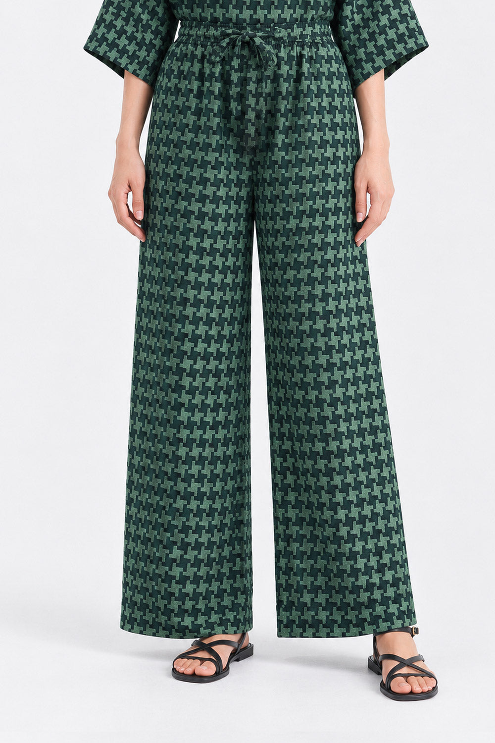 JACQUARD WIDE LEG TROUSER