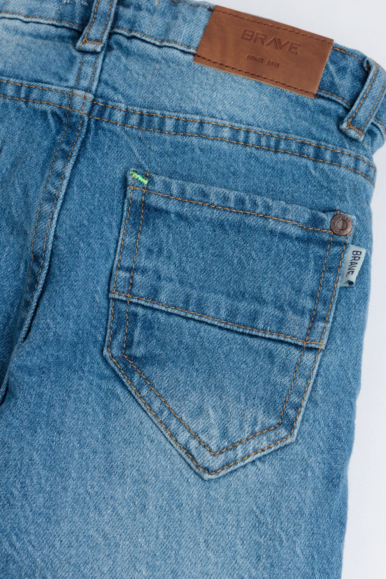 Light Wash Pleated Denim