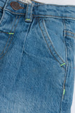 Light Wash Pleated Denim