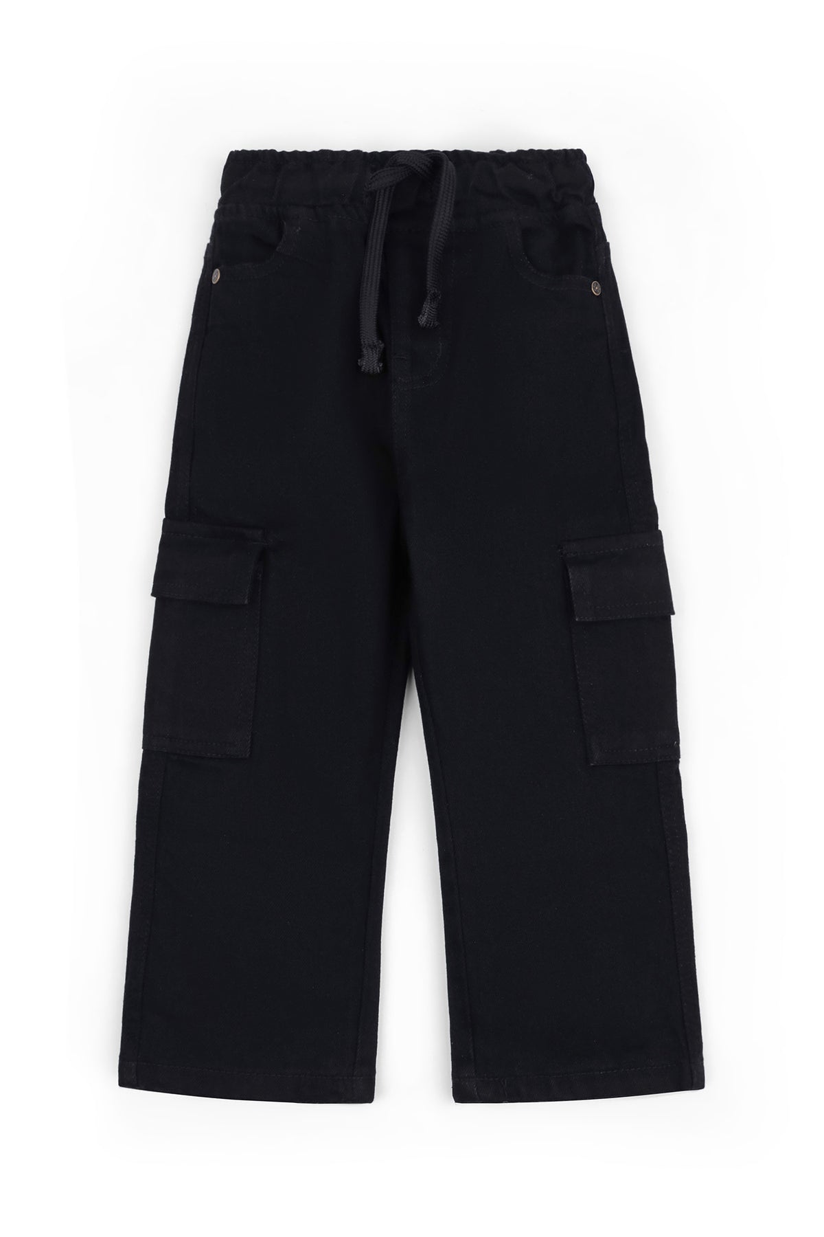 Boys' Black Denim Cargo Pants