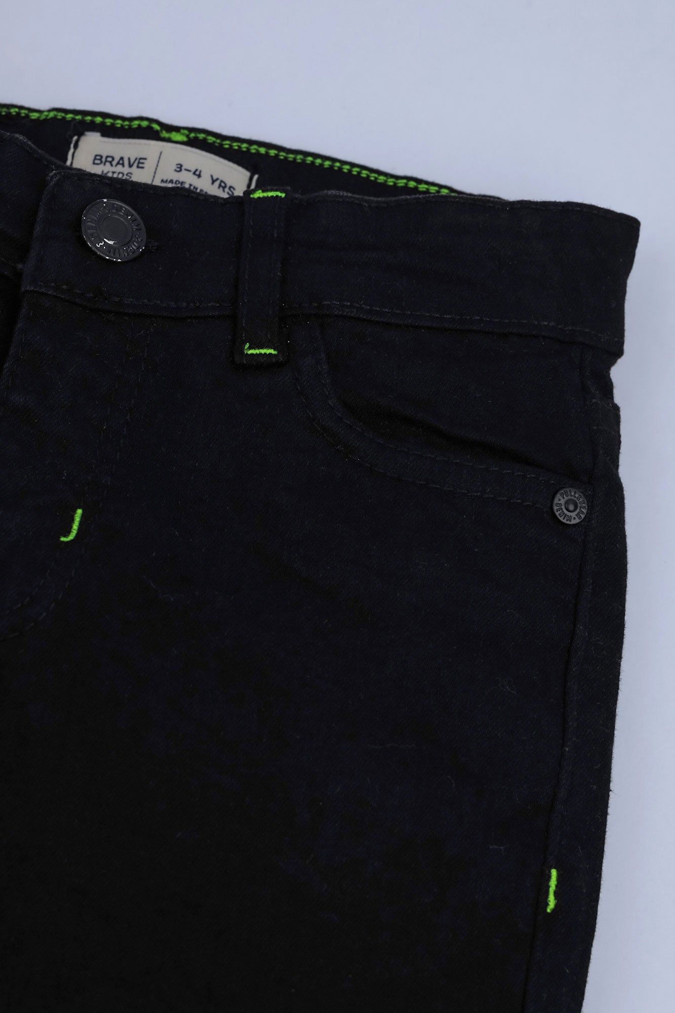 Boy's Neon-Stitch Midnight Denim