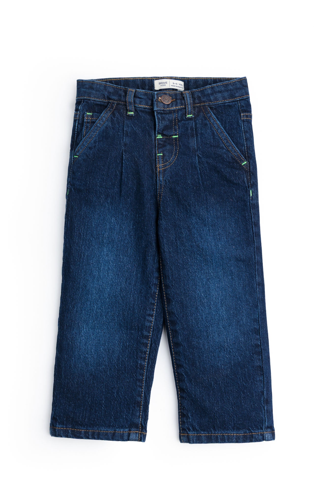 Dark Wash Pleated Denim