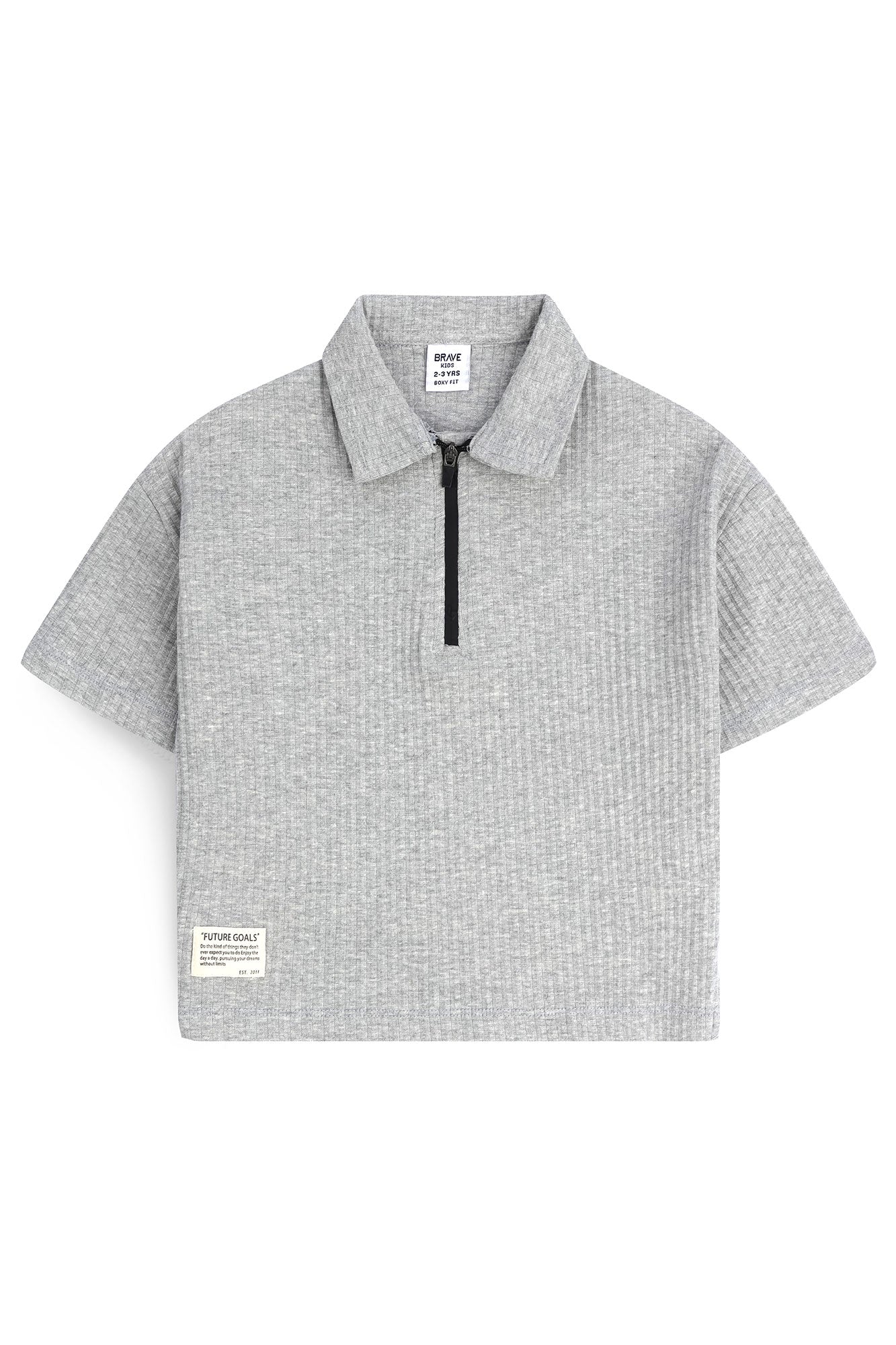 Textured Zip-Neck Boxy POLO SET