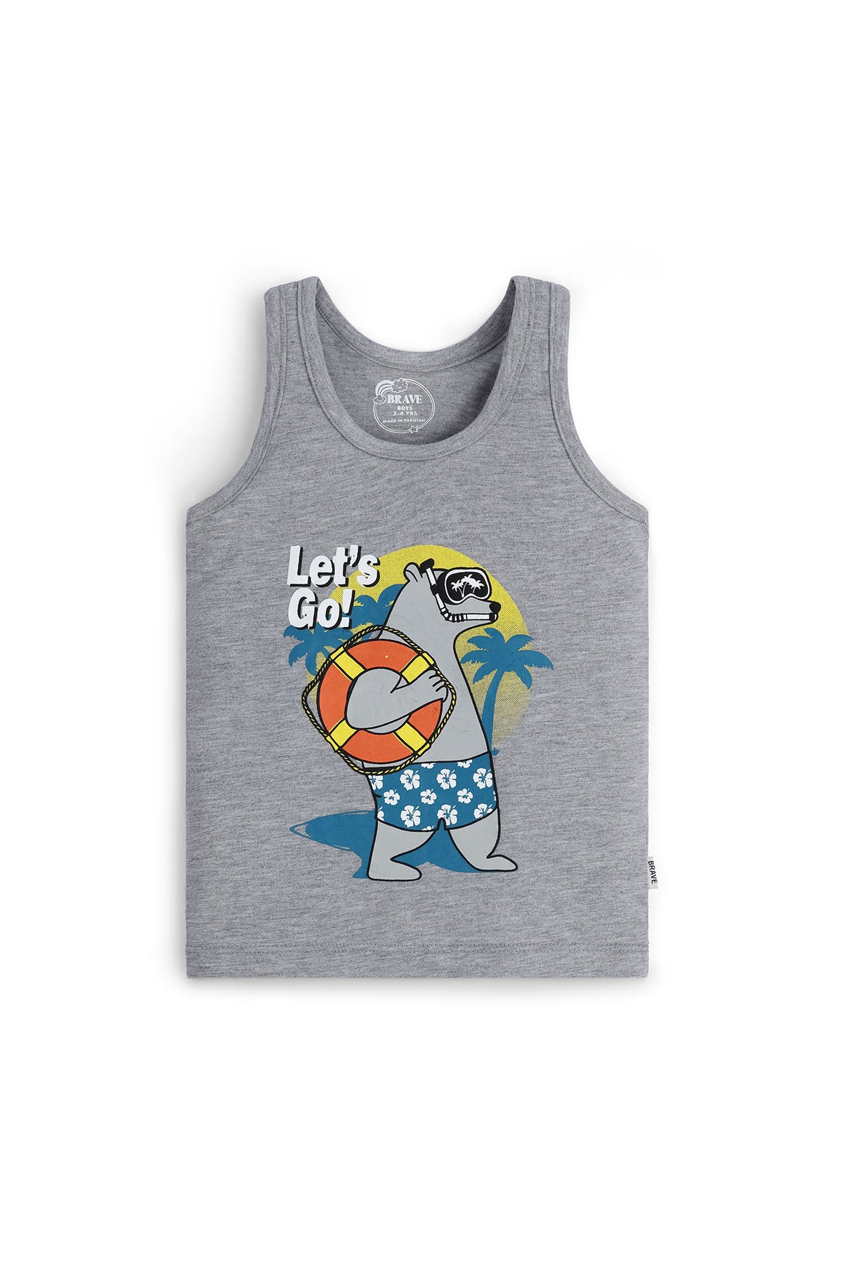 Boys' "Let's Go" Beach Bear Tank Top