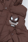 Brown Spiderman Sleeveless Puffer Jacket
