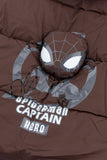 Brown Spiderman Sleeveless Puffer Jacket