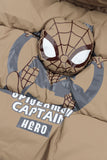 Beige Spiderman Sleeveless Puffer Jacket