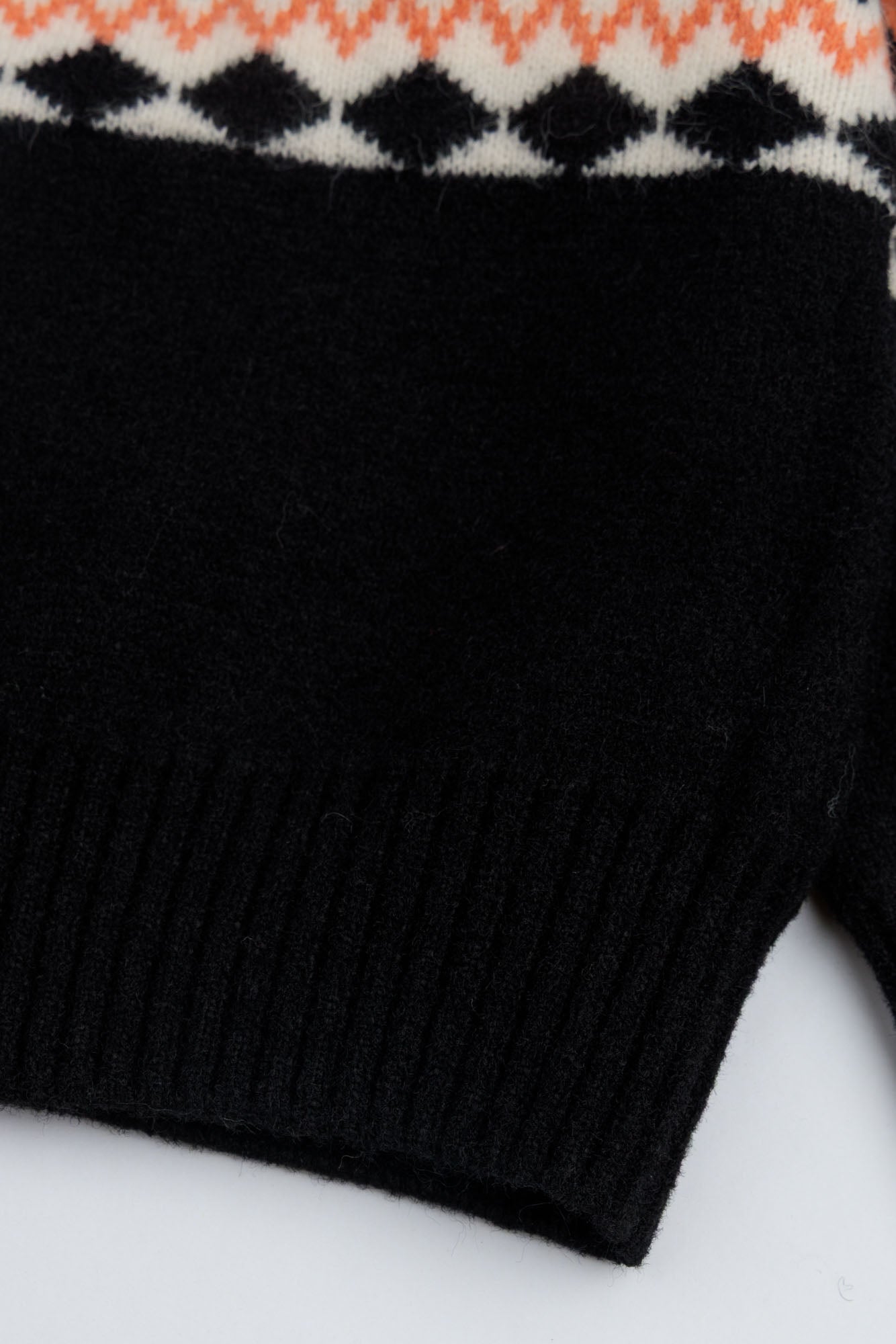 Black Fair Isle Mock Neck Sweater