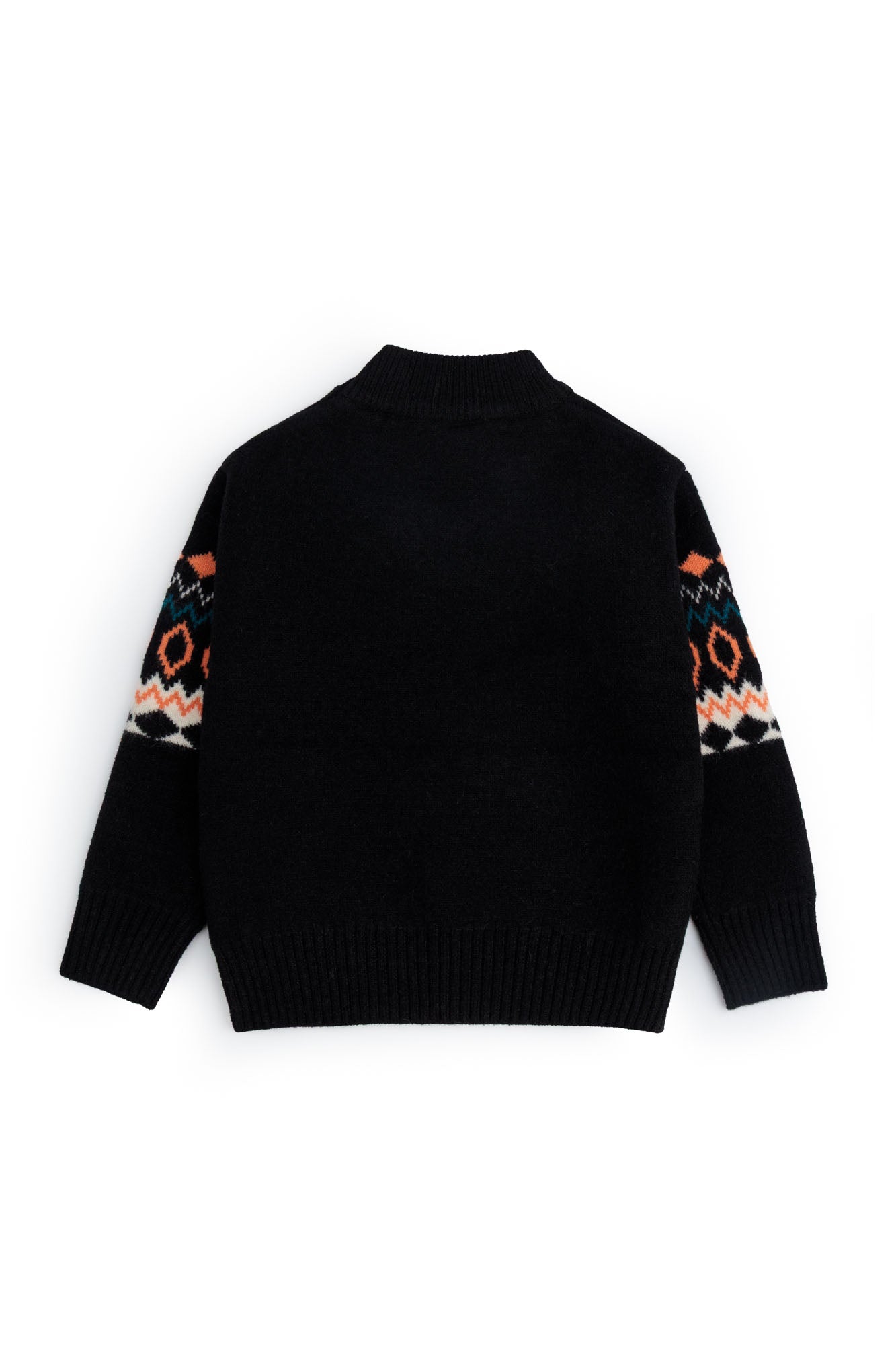 Black Fair Isle Mock Neck Sweater
