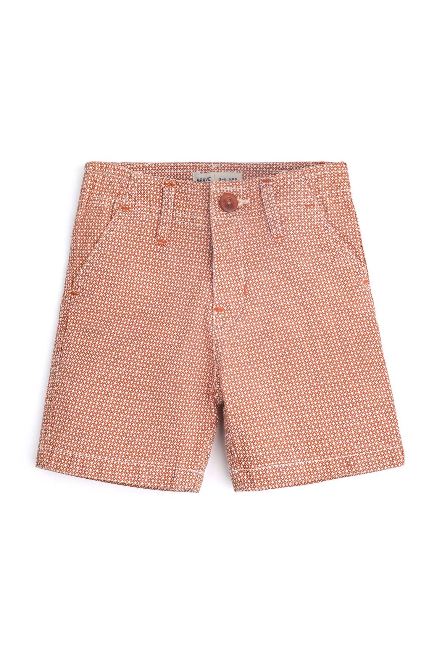 Boys Orange Printed Short