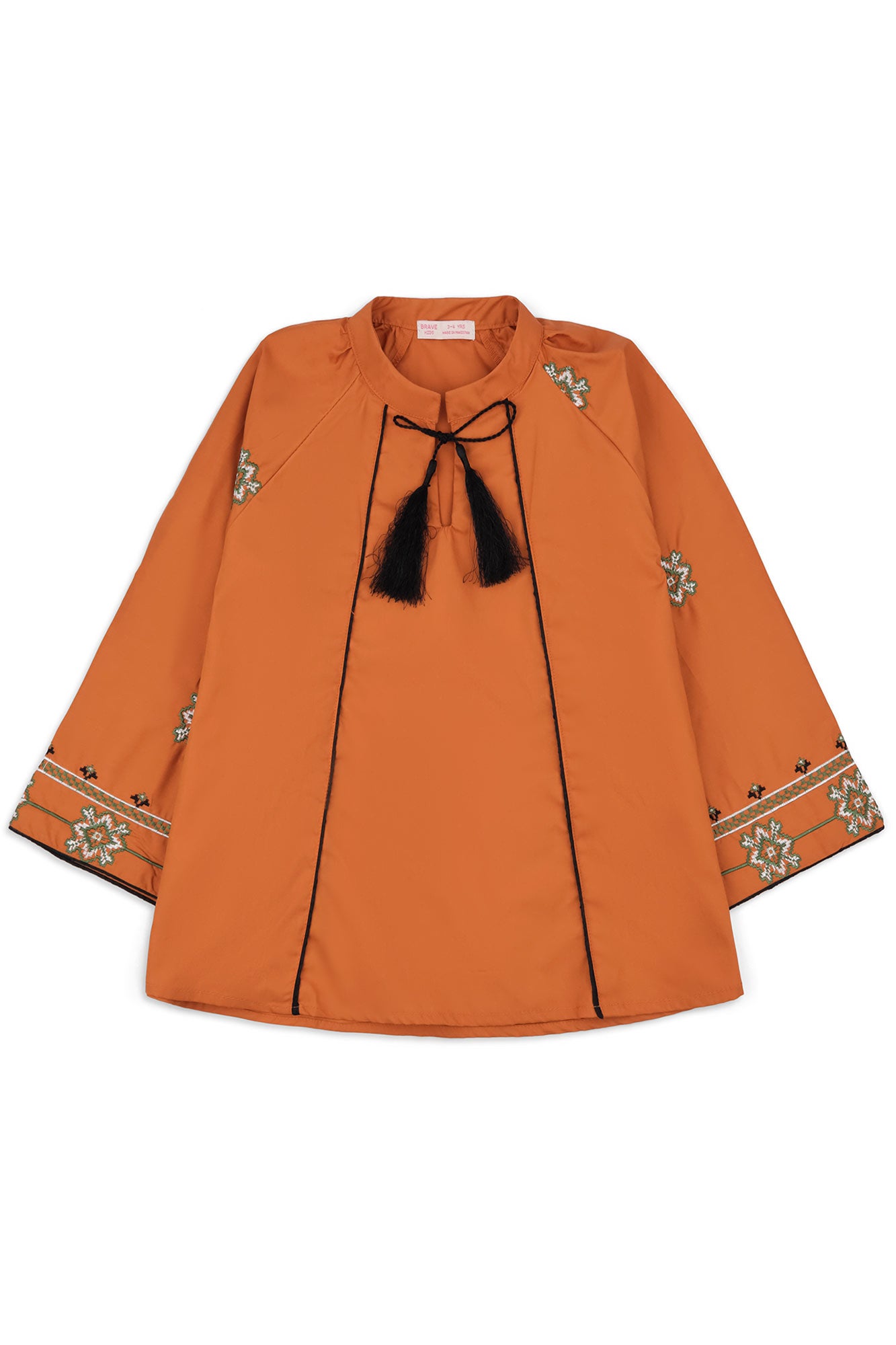 Girls' Rust Embroidered Tassel Set