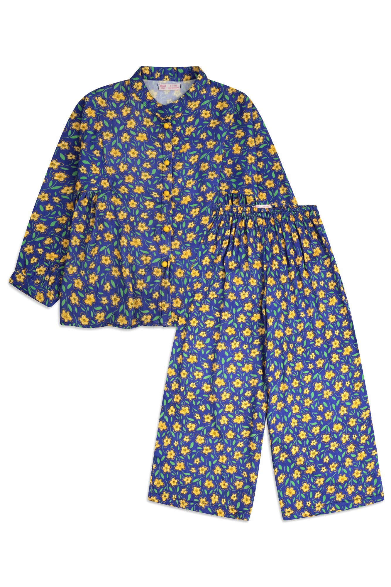 Girls' Floral Print Woven Cotton Co-Ord Set