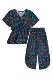 Girls' Black Tribal Geometric Co-Ord Set